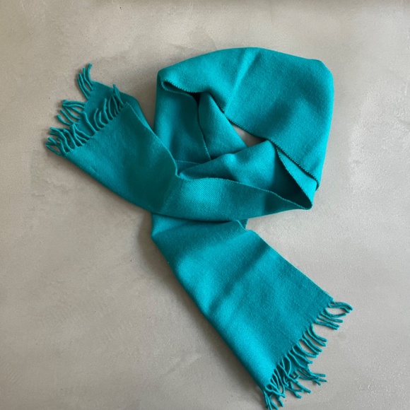 100% Teal Wool Scarf 56” L x 11” - Picture 2 of 8